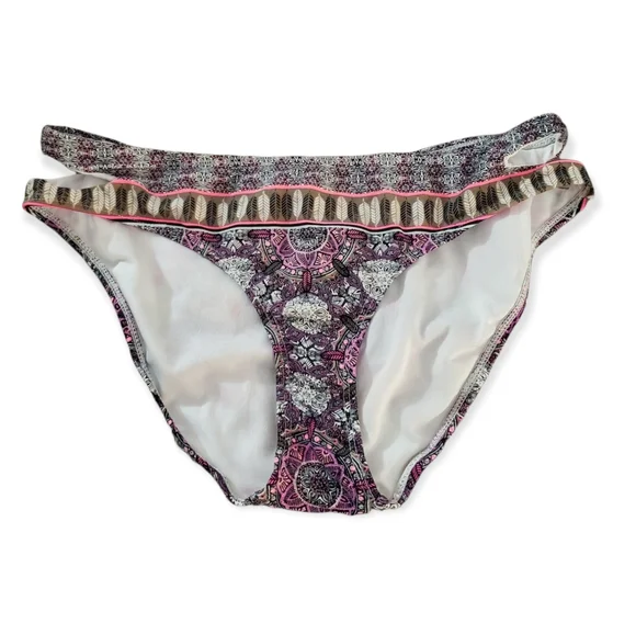 💚Free With Purchase- Low Rise Boho Print Cutout Bikini Bottom - Picture 12 of 12